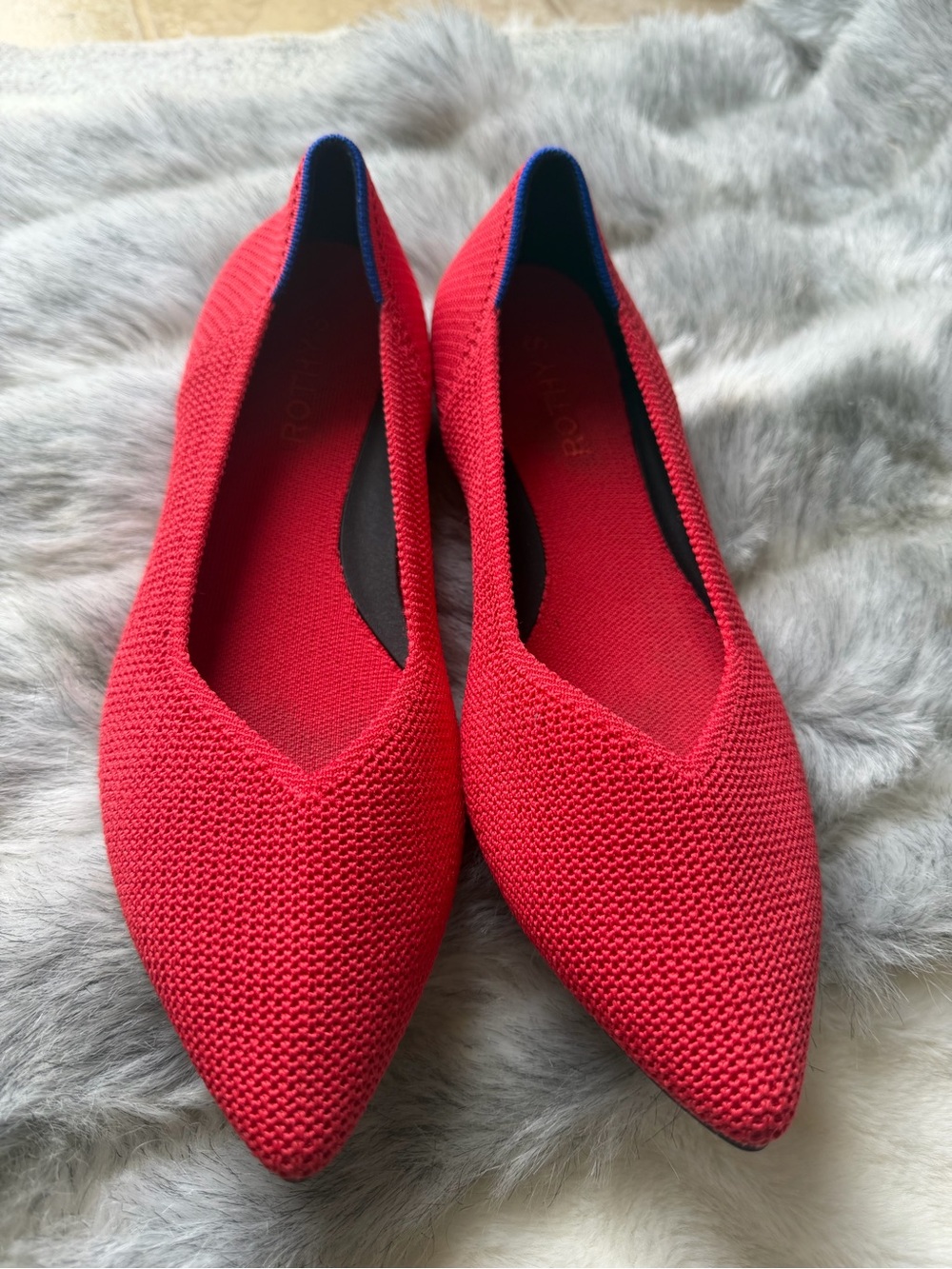 Rothy’s Red Pointed Knit Ballet Flats - Women's Slip-On Shoes